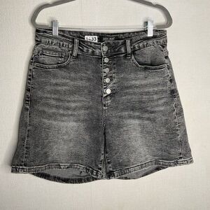 Judy Blue Denim Gray/Black High Waist Button Fly Faded Wash Short Women Size 1XL